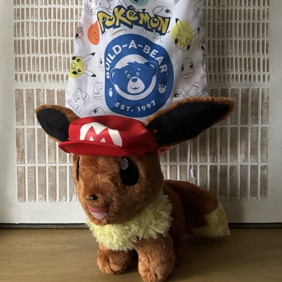 Build-A-Bear Workshop BAB Pokemon Eevee 16" Stuffed Plush 2021 Pokemon Bag Mario - Picture 1 of 8